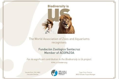 La Fundación Zoológico Santacruz ha sido galardonada con el Premio “Biodiversity Awards 2015”